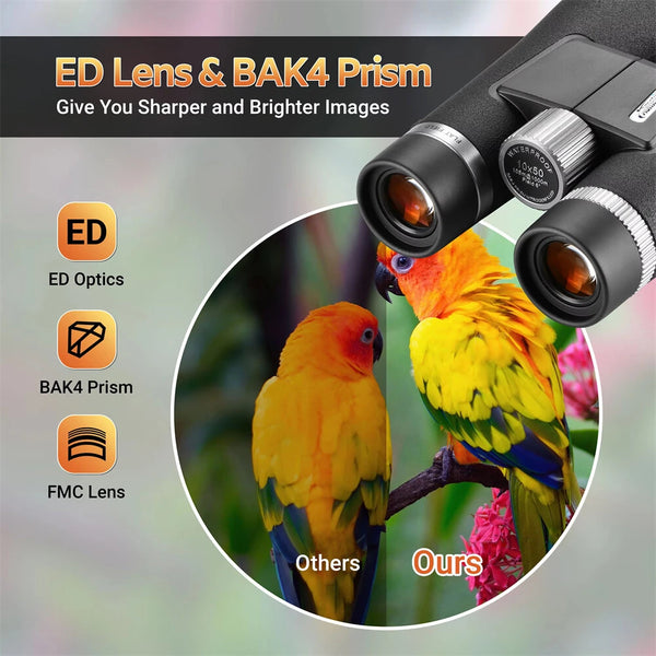 AOMEKIE ED 12X50 Professional Powerful Binoculars Telescope High Reflective Film Waterproof Night Vistion Tourism Hiking Hunting Outdoor