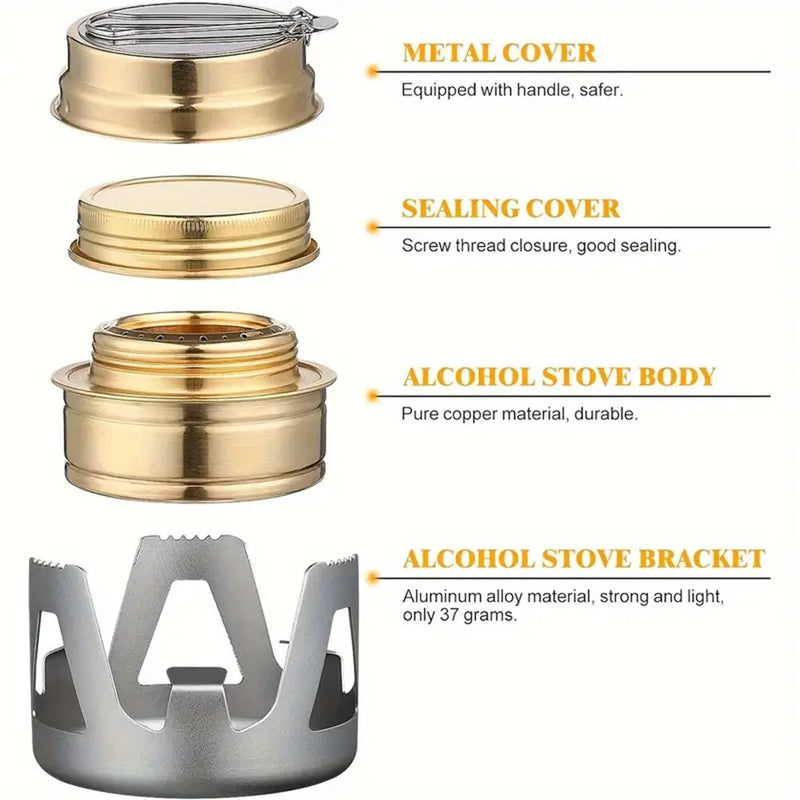 IPRee Portable Mini Alcohol Stove Burner Adjustable Firepower Gasoline Stove Aluminum Alloy Bracket Ultralight Brass Camping Stoves
