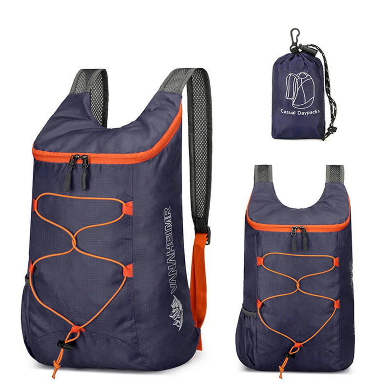 IPRee Multifunctional Outdoor Folding Backpack High Density Lightweight Waterproof Nylon Fabric Sports Bag for Camping Hiking Travel