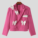 INCERUN Men Blazer Stylish Butterflies Design Long Sleeve Suit Jacket for Fashion-Forward Party Male Top Clothing