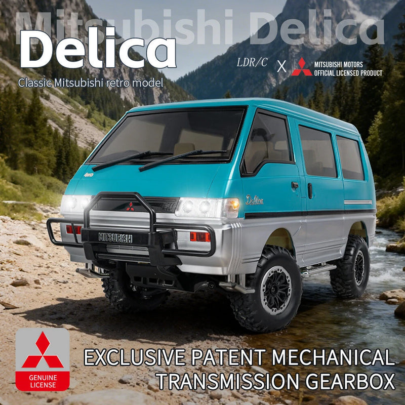 LDRC 1296 RTR 1/12 2.4G 4WD for Mitsubishi Delica L300 1986 RC Car Dual-Speed Mechanical Shifting Classis Off-Road Van Climbing Truck LED Light Full Proportional Control Metal Gears CVD Straight Axle Vehicles Models Toys