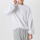 INCERUN Men's Solid Color Sweater Casual Comfy Oversized Faux Fur Long Sleeve Sweater Plus Size Crew Neck Pullover Sweater for Men Fall Winter