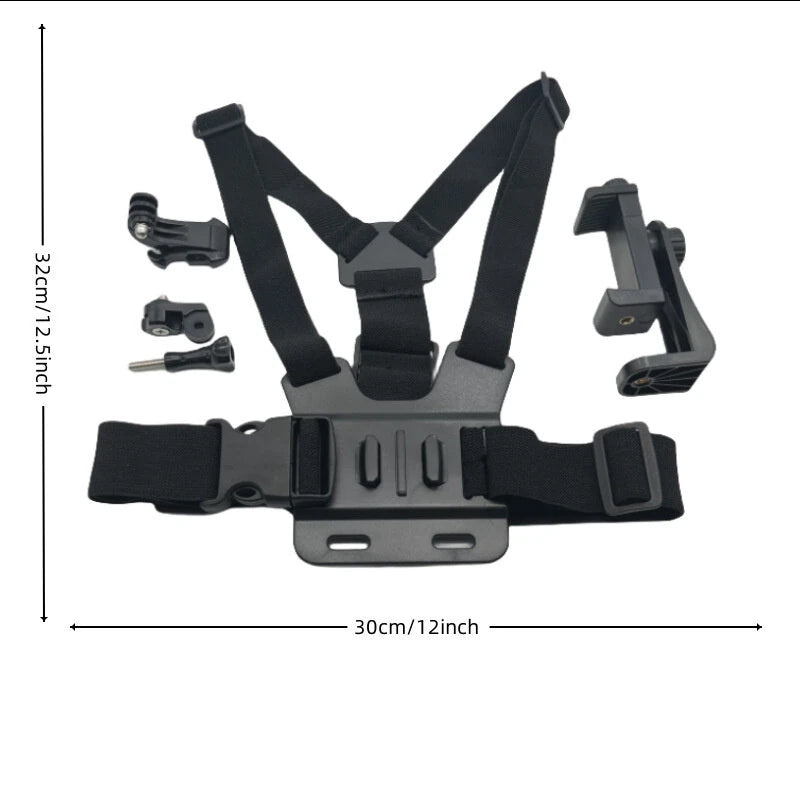 XANES First-person View Bike Holder Sports Chest Shooting Camera Strap Live Outdoor Cycling Cell Adjustable Phone Clip Holder for Riding
