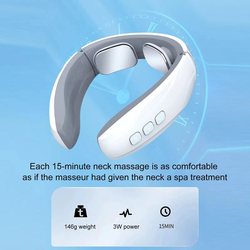 Electric Muscle Stimulation Neck Therapy Instrument 6 Modes Adjustable Intensity Ergonomic Design Portable Pain Relief Tool