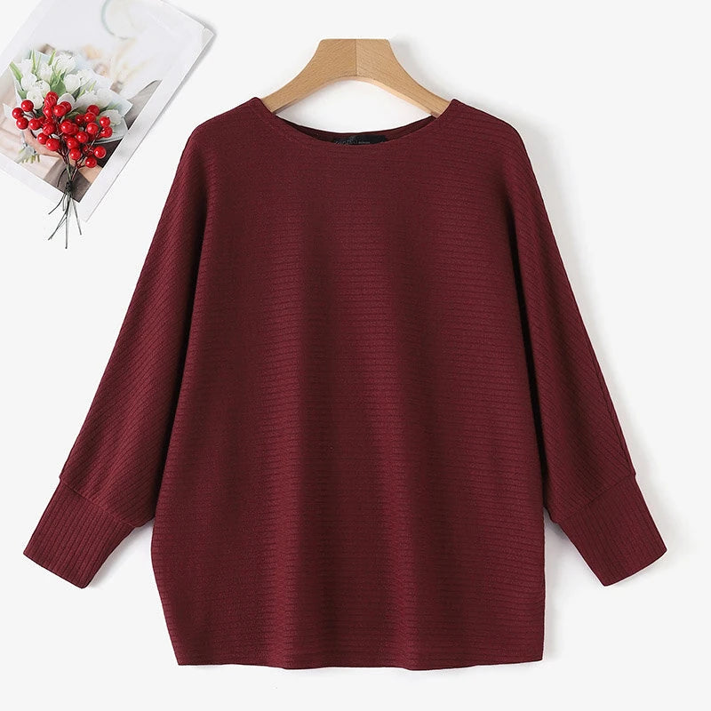 ZANZEA Daily Style Women Knitted Long Sleeve Crew Neck  T-shirt Casual Solid Loose Work Tops