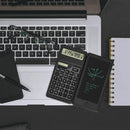 Basic Calculator Notepad with 6 Inch LCD Writing Tablet Portable Foldable Scientific Calculator Mute Solar/Dual Battery Powered for High School College Office