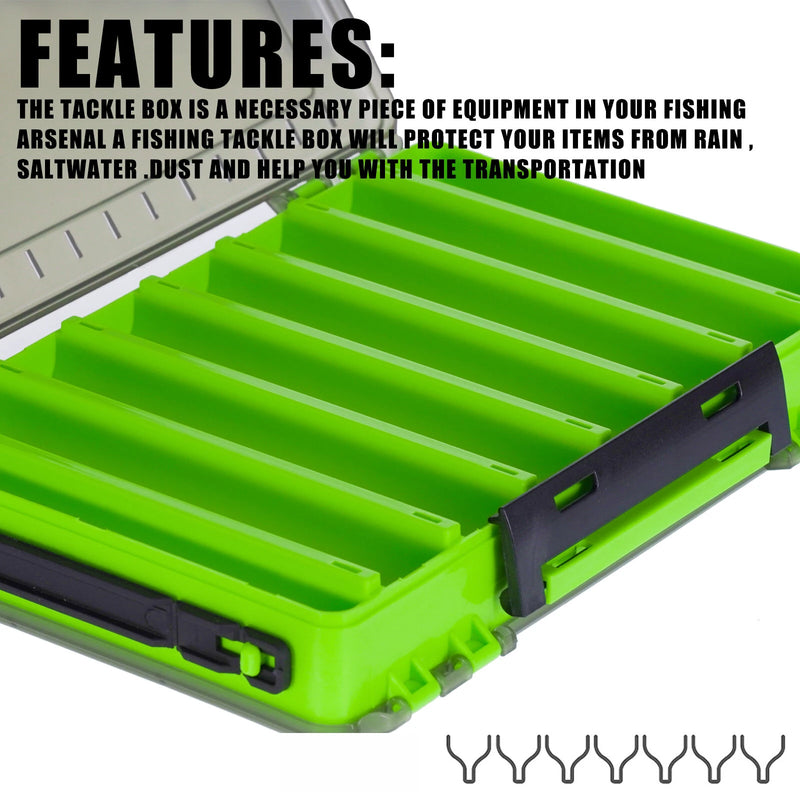 SAMOLLA 10 Compartments Small Double Fishing Tackle Box Portable Handle Lure Baits Container Y-slot Storage Organizer