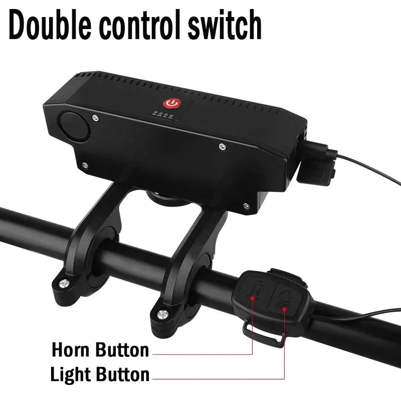 Cansses 3 in 1 4000mAh Battery Bike Headlight 6 Light Modes USB Fast Charging Waterproof Power Bank Phone Bicycle Front Light with 130db Horn for Night Cycling