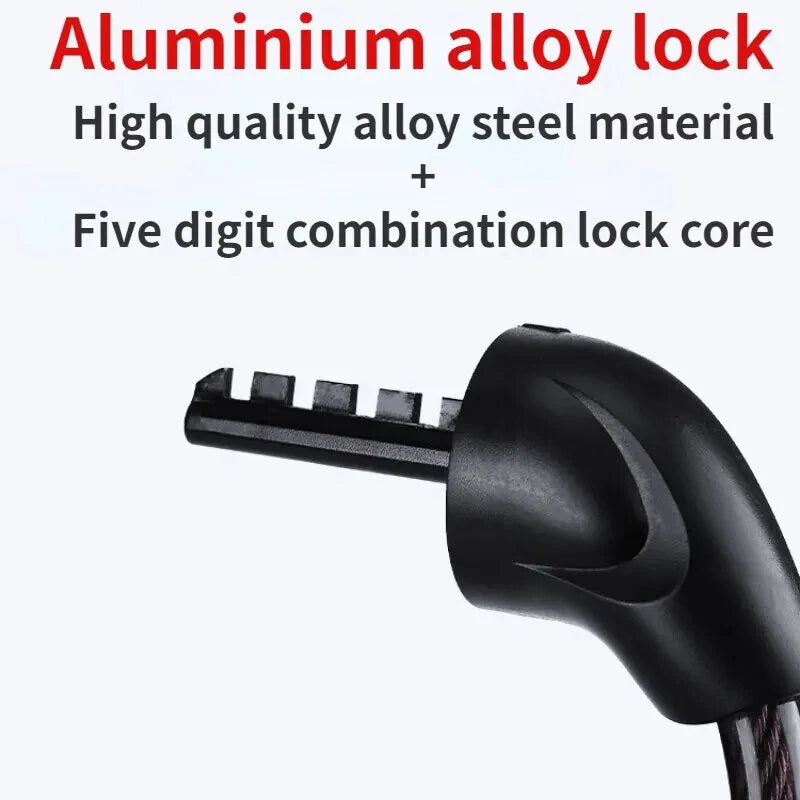 XANES Bike Lock Steel Password Lock Five-digit Code Anti-theft 120CM Portable Safety Cable Lock for MTB Bike Electric Bike Scooter Motorcycle
