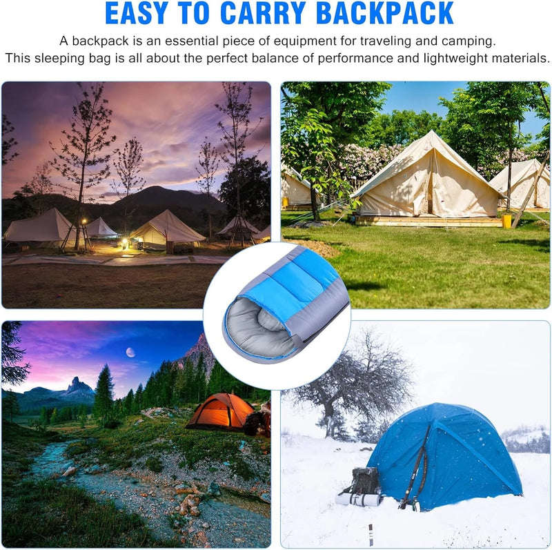 1800g Camping Sleeping Bag For -15~15 Temperature, Ultralight Waterproof 4 Season Warm Envelope Backpacking Sleeping Bags for Outdoor Traveling Hiking