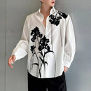 INCERUN Mens Floral Print Fringe Long-Sleeve Shirt Fashion Button Lapel Top for Male Loose Fit S-5XL