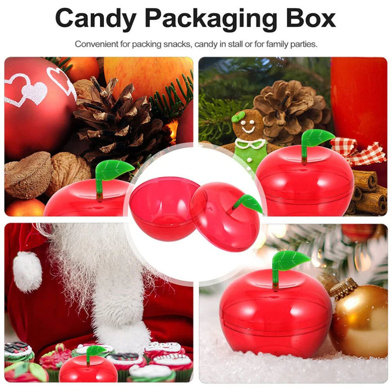 10PCS 6x5cm Christmas Candy Box Apple Shape Wedding Candy Box Christmas Fillable Decorative Ball Candy Gift Wrapping Gift