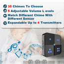 Wireless Motion Sensor Alarm System Driveway Alarm Outdoor Security Detector 70ft Detect Range 1/2 Mile Transmission IP65 Weatherproof 35 Chimes Expandable System Home Security