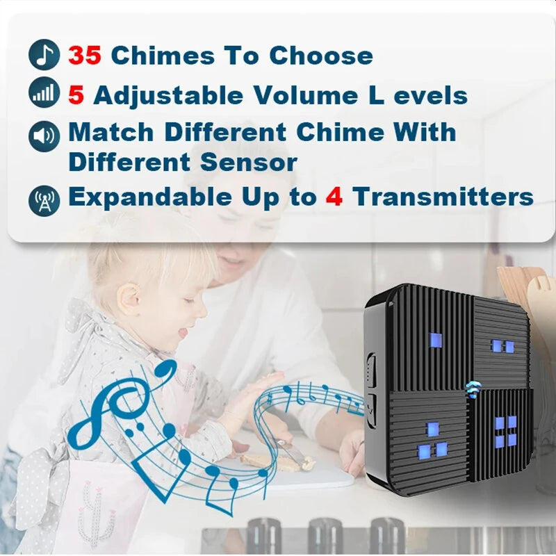 Wireless Motion Sensor Alarm System Driveway Alarm Outdoor Security Detector 70ft Detect Range 1/2 Mile Transmission IP65 Weatherproof 35 Chimes Expandable System Home Security