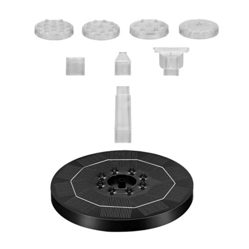 16cm Solar Floating Fountain with Lights 3W LED Solar Bird Bath Light Sensor with 6 Nozzles Auto On Off for Garden Decoration