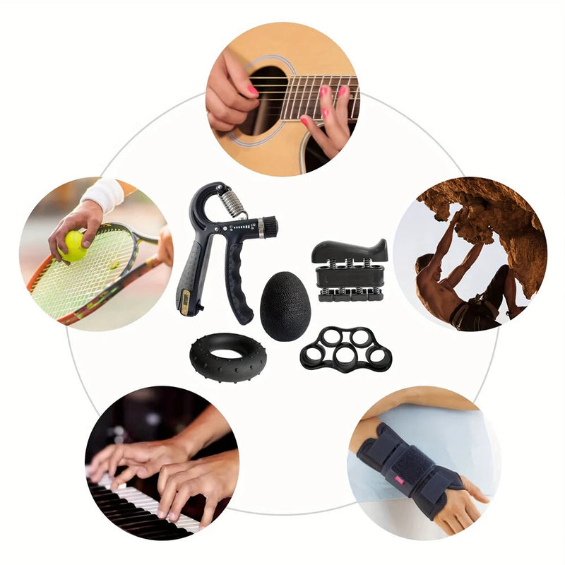 KALOAD 5 Pcs Fitness Set 5-60Kg Electric Counting Hand Grip Wrist Training Increase Strength Spring Finger Pinch Carpal Expander Effective Exercise for Home Gym Fitness