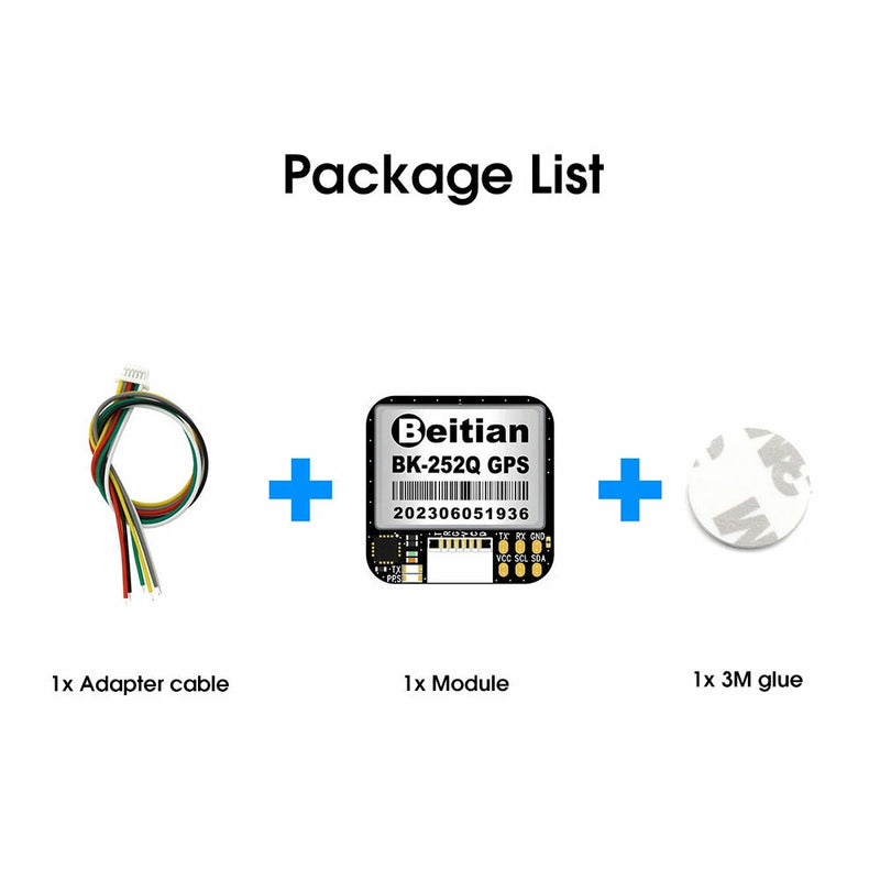 Beitian BK-252Q GPS Module With QMC5883 Compass NMEA UBX Dual Protocol Drone UAV GNSS Receiver Module for FPV Return Rescue Racing Drone RC Airplane Compatible F4 F7 Flight Controller