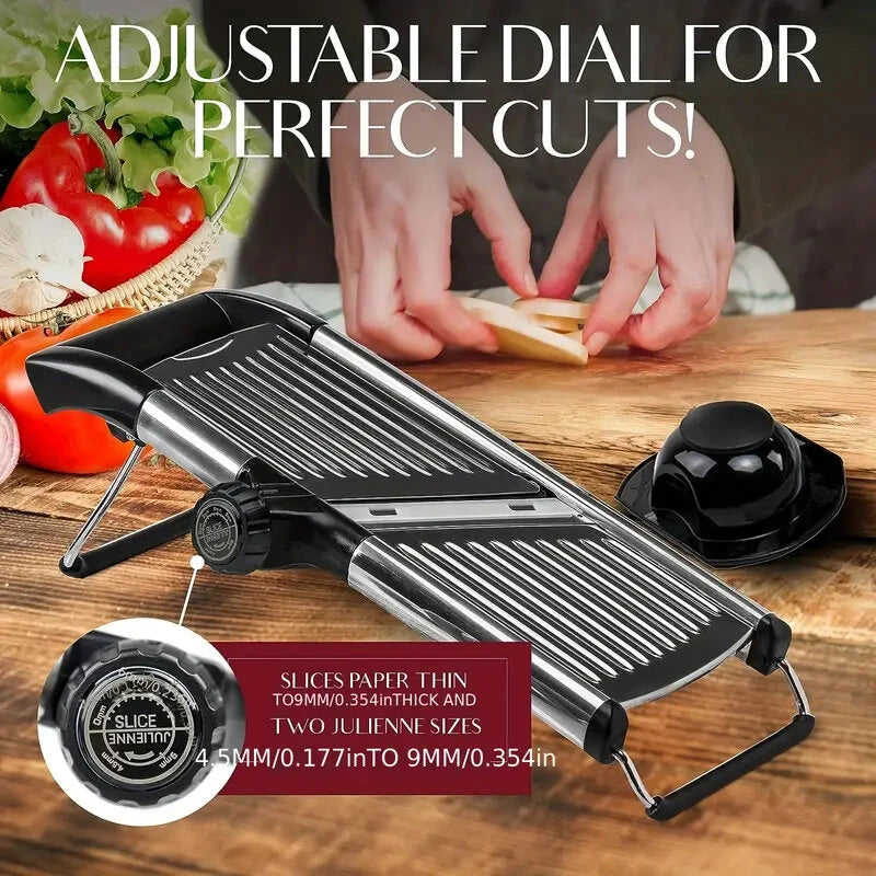 Multifunctional Vegetable Cutter Grater Food Slicer Adjustable Thickness for Cheese Fruits Vegetables Stainless Steel Food Cutter Slicer Dicer with Extra Brush for Kitchen