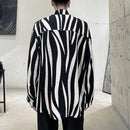 INCERUN Men Patchwork Zebra Stripe Shirt Fashion Slant Placket Casual Lapel Long Sleeve Shirt Loose Large Size Shirt S-5XL for Spring Fall