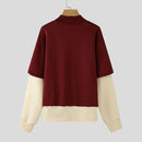 INCERUN Mens False Two-Piece Patchwork Long-Sleeve Pullover Hoodies Comfy Crew Neck Top for Male