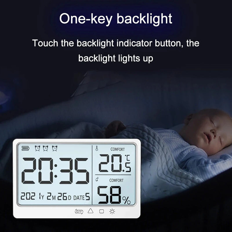 LCD Digital Temperature Humidity Meter -10~50 Measurement Electronic Thermometer Hygrometer LCD Display Alarm Clock