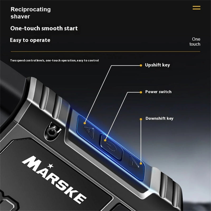 MARSKE MS-3412 Electric Beard Shaver High Speed Motor Beard Trimmer for Men Reciprocating 2-Blade Shave System Hair Clippers Electric Shave