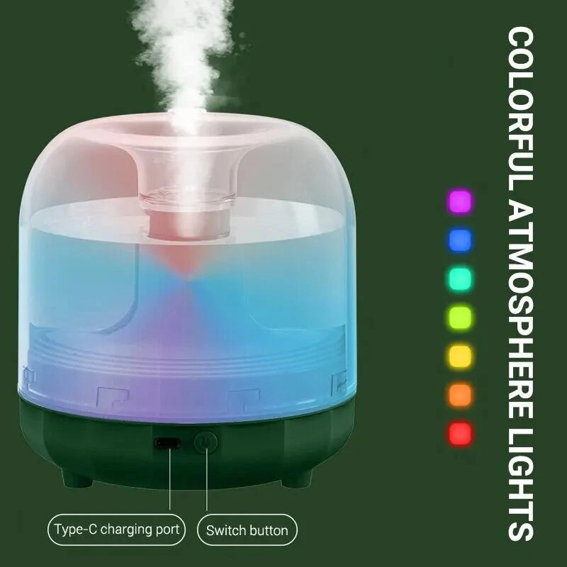 Compat 500ML Colorful Light Glass Ultrasonic Air Cooling Mist Machine With Color Night Light Room Home Humidifier Diffuser
