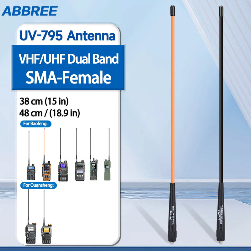 ABBREE AR-795 Walkie Talkie Antenna UV-795 Dual Band High Gain SMA-Female V/UHF Antenna for Baofeng UV-5R UV-32 UV-21 PRO Quansheng K5 TK11