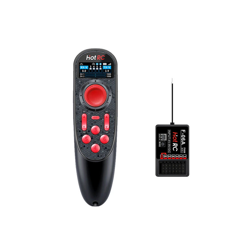 HOTRC DS650 2.4GHz 6CH FHSS Transmitter Color Display Built-in 3.7V 1500mAh Battery Radio Controller With Receiver for RC Car Boat Vehicle Models