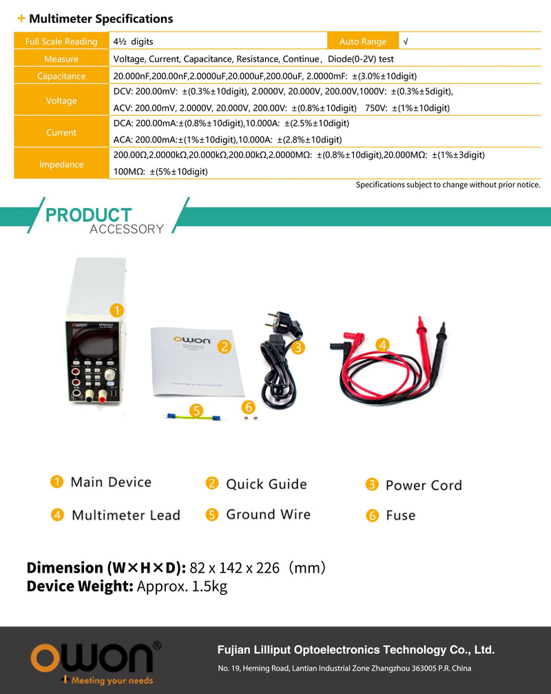 OWON SPM Programmable DC Power Supply SPM6103 SPM6053 SPM6103 SPM3103 150W/300W 60V/10A 60V/5A 2.8" LCD 10mV/1mA Resolution Digital Voltage Regulator Switch SPE3103 110V/220V