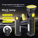 Powerful Dual Light Source Flashlight Handheld Folding Lamp Camping Working Torch USB Charging Digital Display with Magnet Car Inspection Outdoor Red Warning Flash Light