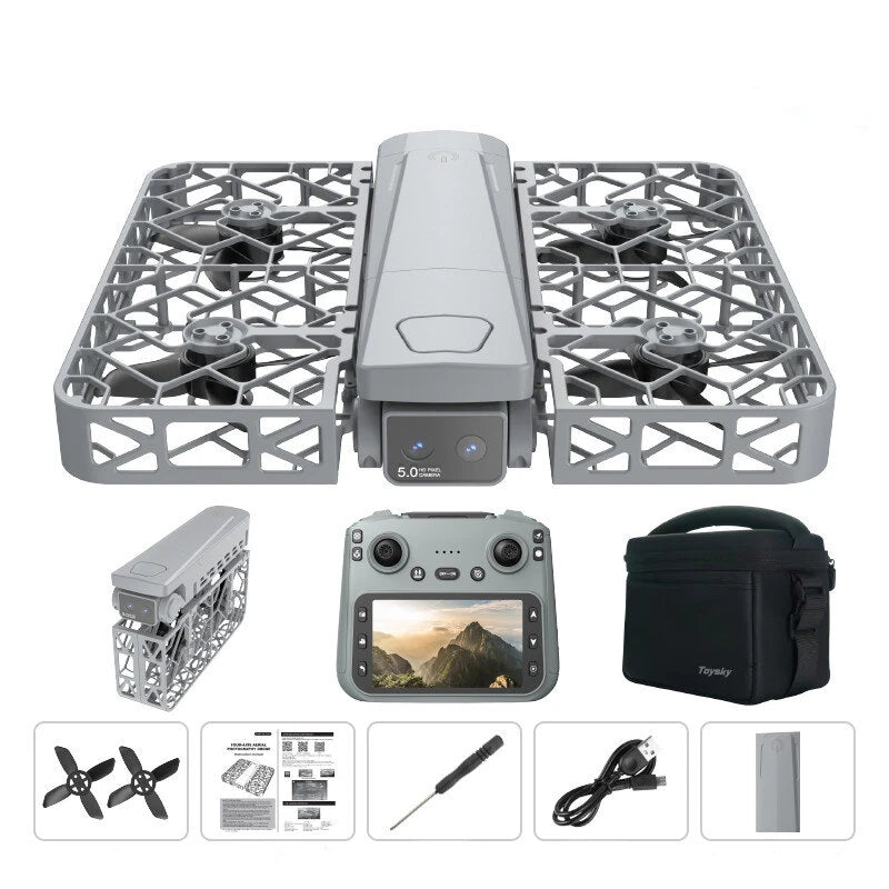 GGIRC S161 MAX 5G WiFi FPV with 5.9inch LCD Screen Controller 720P HD Dual Camera Servo Gimbal Optical Flow Positioning Grid Full Protection Brushless Pocket Foldable RC Drone Quadcopter RTF