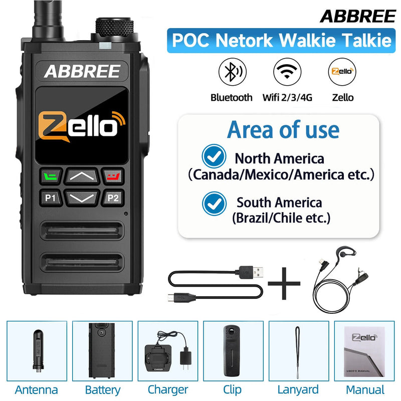 ABBREE GP-268 Walkie Talkie Zello POC Network Bluetooth WIFI 4G SIM Card Android Long Range Communicator