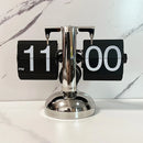 Vintage Flip Clock 12-Hour Automatic Flip Clock Retro Stainless Steel Desk Clock Large Time Display Clock for Living Room Bedroom Household