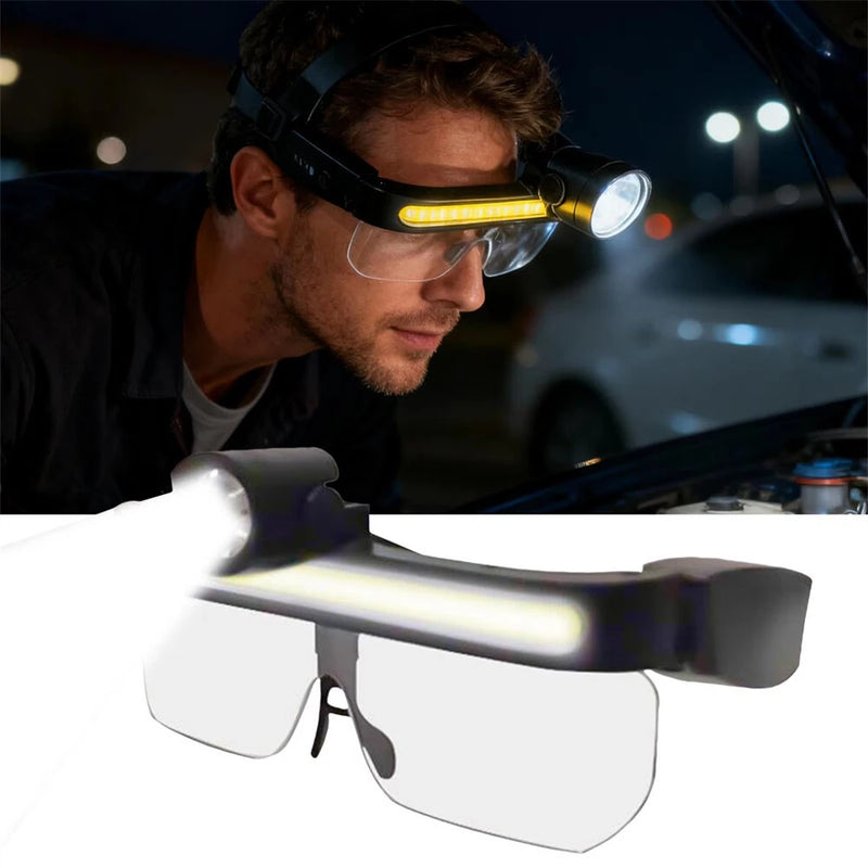 LED Safety Glasses Light USB Charging Multi-Function Full-View Large Floodlight For Outdoor Cycling Fishing Camping LED Headlight