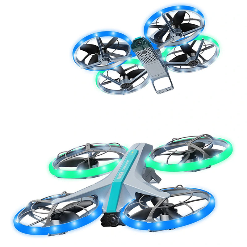4DRC V33S WiFi FPV with HD Dual Camera Optical Flow Positioning Stunt Tumbling Colorful LED Lights Brushless Grid Full Protection Child Gift RC Toys Drone Quadcopter RTF