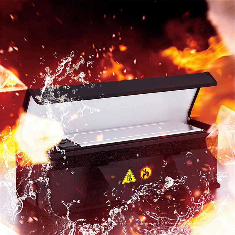 XANES 49*15*15CM Lithium Battery Storage Bag for Electric Bicycle Portable Waterproof Fireproof Explosion-proof Safety E-bikes Battery Handbag with Hidden Charging Port Design