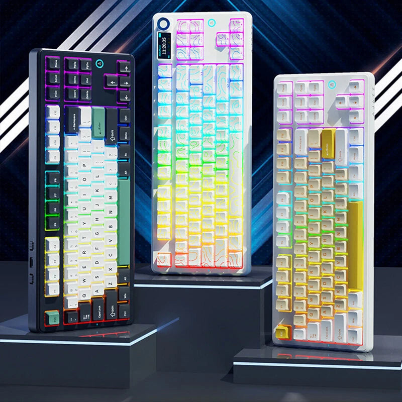 AJAZZ AK870 V2 Tri-mode Mechanical Keyboard 75% RGB Hot-Swaddable Gasket Structure 10000mAh Battery Wireless Gaming Keyboard