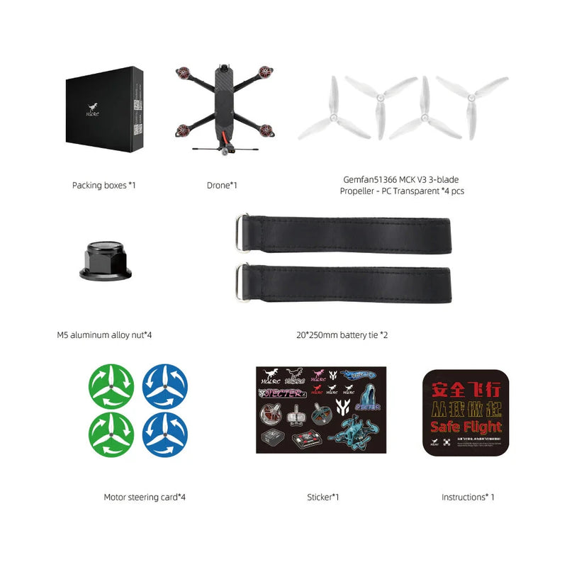 HGLRC MY5 Analog 225mm 5 Inch 6S Freestyle RC FPV Racing Drone BNF with 2306.5 Motor ZEUS 1.6W VTX