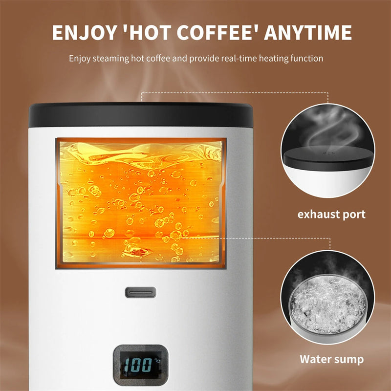 IPRee 3-in-1 Portable Electric Coffee Maker Capsule Coffee Grinder Travel Coffee Maker with Cordless Heating for Car and Home Camping