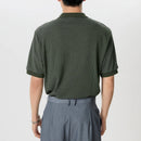 INCERUN Mens Solid Rib-Knit Short Sleeve Golf Shirt Comfy Fabric Lapel Top for Men