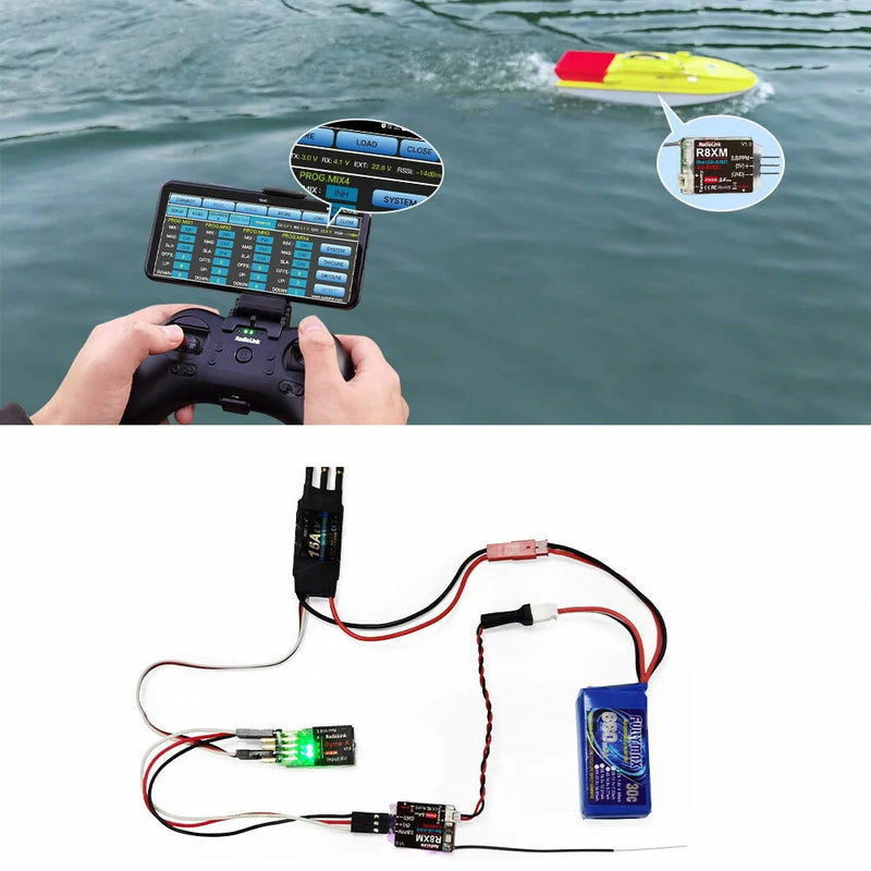 Radiolink R8XM 2.4GHz 8CH FHSS SBUS/PPM Mini Receiver Built-in Telemetry 4000M Control Distance for RC Airplane Car Boat
