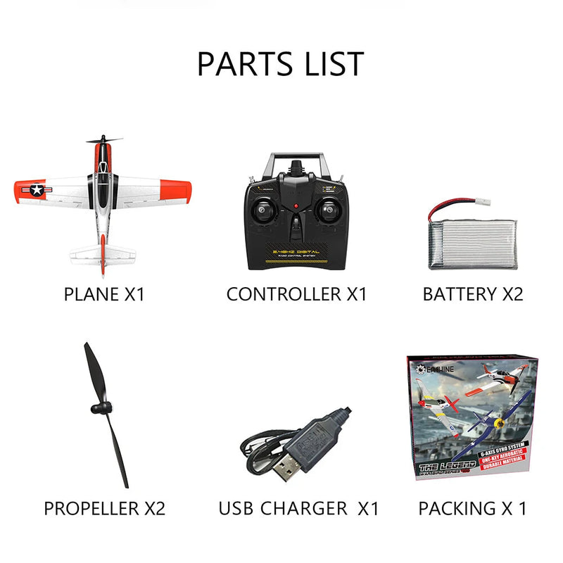Eachine Mini T-28 Trojan EPP 400mm Wingspan 2.4G 6-Axis Gyro RC Airplane Trainer Fixed Wing RTF Mode 2 One Key Return for Beginner Two Batterries/Three Batterries