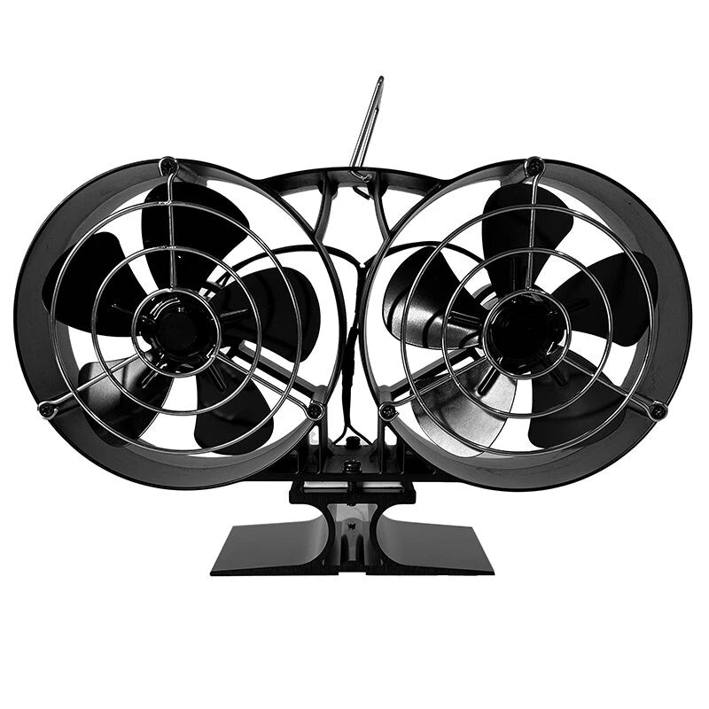 IPRee Stove Fan 10-Blades Heat Powered Double Headed Fireplace Fan Thermodynamic Fan For Autumn Winter Indoor Wood Burners Home Warm