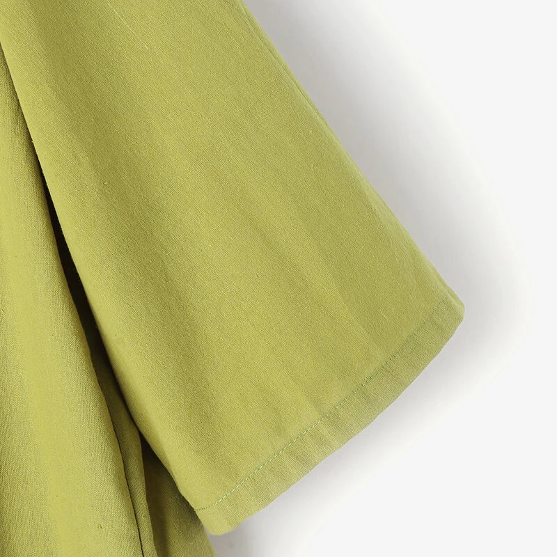 ZANZEA Women Button Summer O-Neck 3/4 Sleeve Solid Blouses Casual Cotton Linen Shirts for Women Loose Fit
