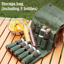 IPRee Reliable Outdoor Camping Spice Bottle Storage Bag Free with 9pcs Glass Spice Bottle Storage Bag BBQ Seasoning Bottle Canvas Bag