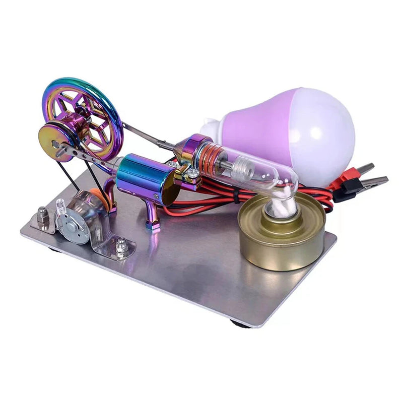 K211 Hot Air Stirling Engine Model Electricity Generator with Colorful LED Physics Experiment Science Education Toys