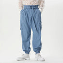 INCERUN Men Pants Tie Design Solid Color Casual Elastic Trousers Comfy Daily Solid Color Pants with Side Pockets