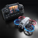XKJ K100 MAX MINI WiFi FPV with LCD Screen Controller HD Dual Camera Optical Flow Hover Dazzling Lights Circle Protection Kids Gifts 2.4G 4CH 6-Axis Remote Control RC Toys Drone Quadcopter RTF