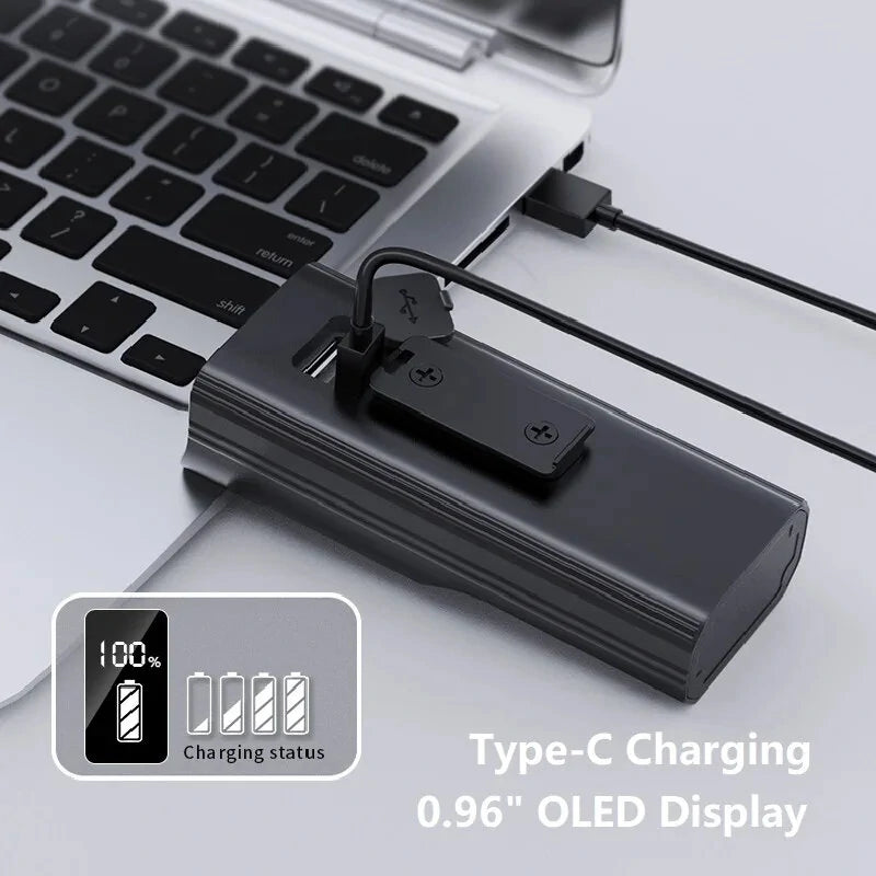 NATFIRE GTR60 OLED Display Bike Light 2000 Lumens 8 LEDs 10000mAh Battery USB Rechargeable IPX5 Waterproof Safety Lock Portable Flashlight for Cycling Hiking Camping